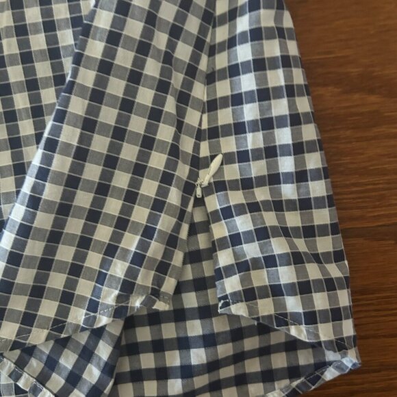 Talbots Navy Gingham Eyelet Trim Blouse Size XL Petite Square Neck 3/4 Sleeves - Picture 10 of 13